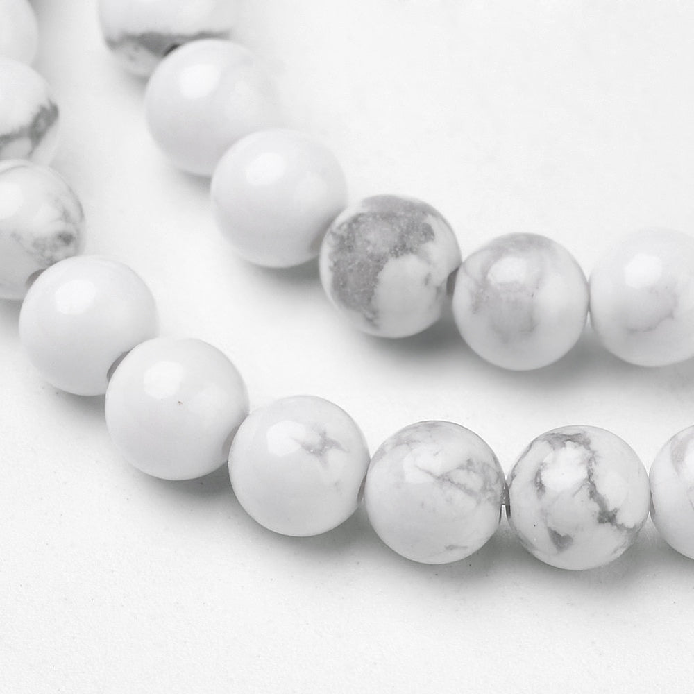 Natural Round Howlite Beads - 4mm 6mm 8mm 10mm