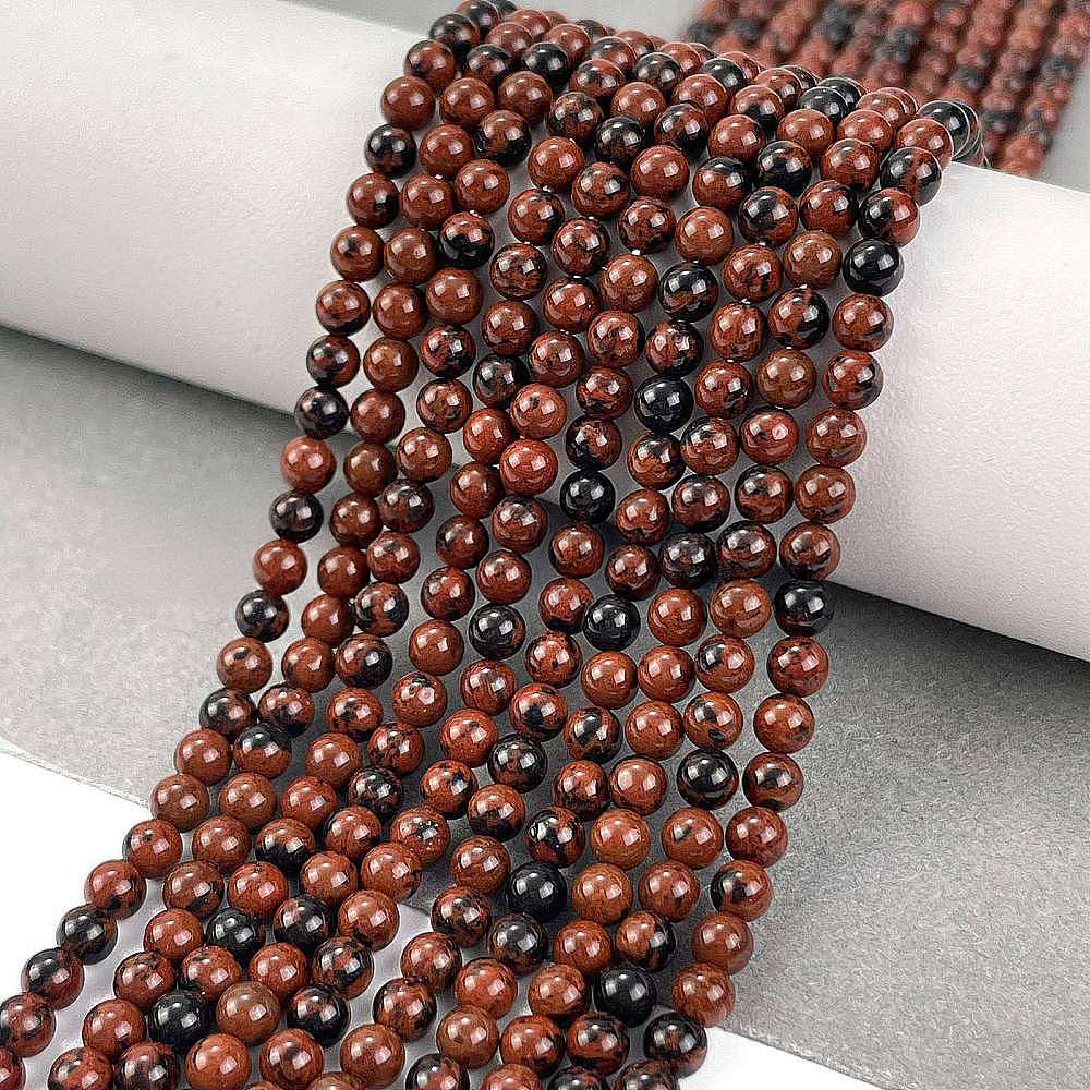 Natural Mahogany Obsidian Round Beads - 6mm 8mm 10mm