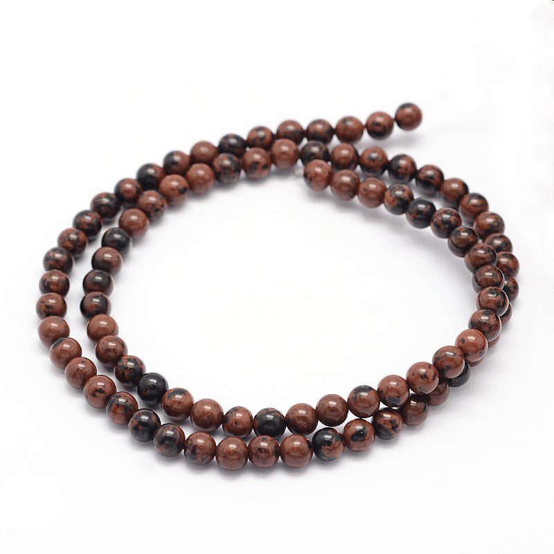 Natural Mahogany Obsidian Round Beads - 6mm 8mm 10mm