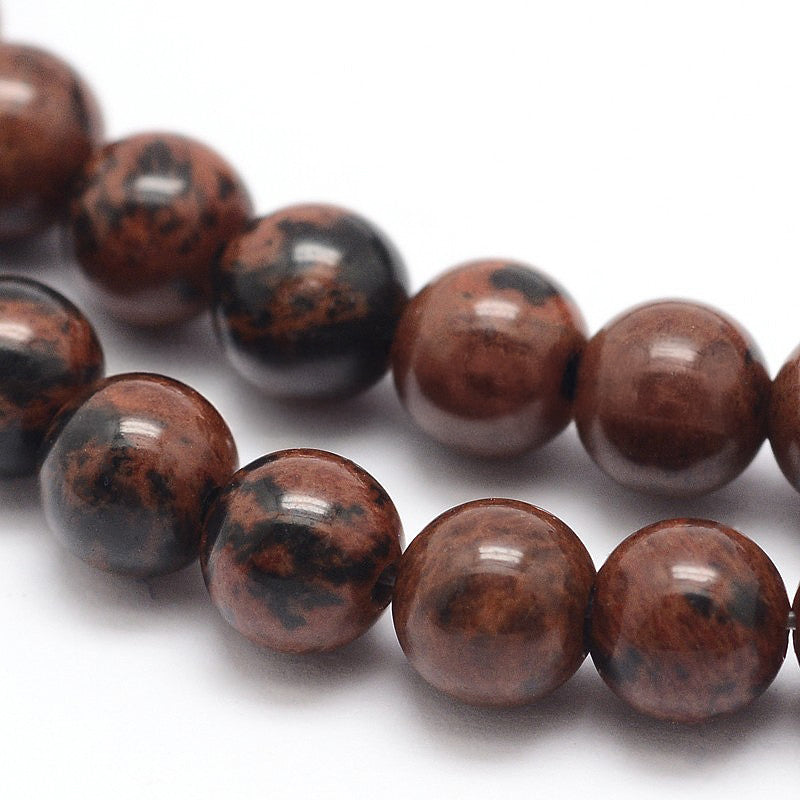 Natural Mahogany Obsidian Round Beads - 6mm 8mm 10mm