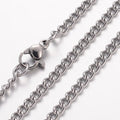 304 Stainless Steel Necklace, Curb Chains, with Lobster Claw Clasps, Stainless Steel Color, 60 cm, 2.8mm, 10 Pieces Per Lot