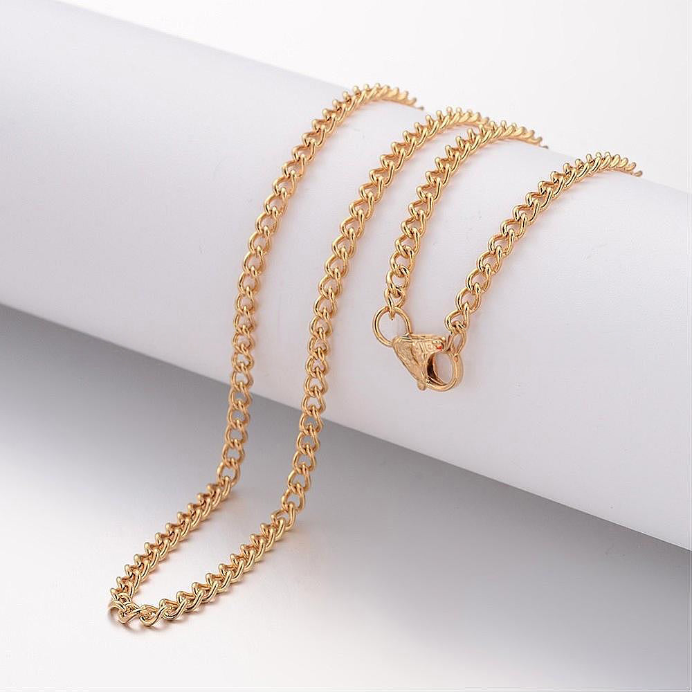 304 Stainless Steel Rolo Chains with Lobster Clasps, Gold Color, 60cm, 2.8mm, 10 Pcs/Lot