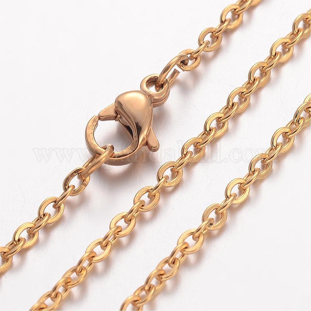 304 Stainless Steel Necklace, Cable Chains, with Lobster Claw Clasps, Golden, 45cm, 2mm, 10 pc/lot