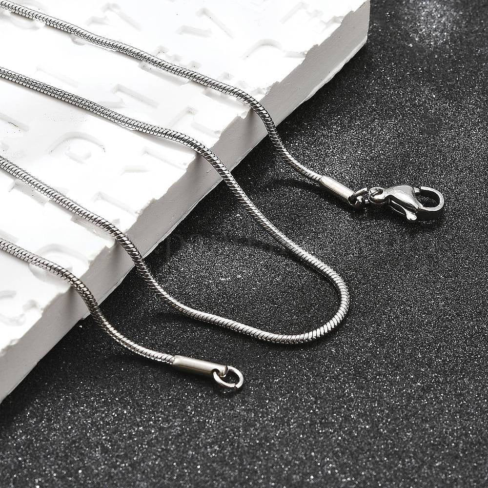 304 Stainless Steel Snake Chain Necklace with Lobster Clasps, Steel Color, 18-inch, 1.2mm, 10 Pcs/Lot