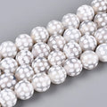 Perles Chapelets de style tibétain DZI agate blanche motifs points - 8 mm