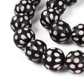 Perles Chapelets de style tibétain DZI agate noire motifs points - 8 mm