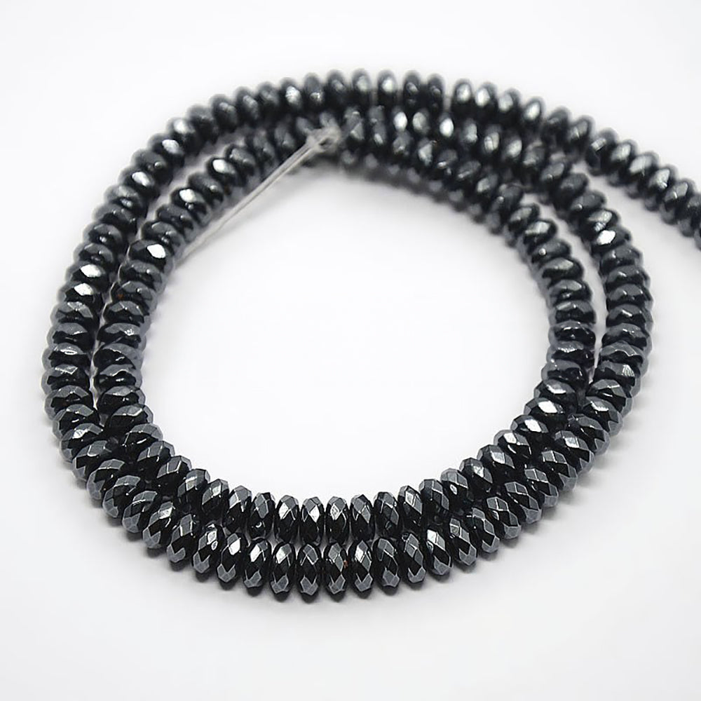 Perles Brins d'hématite synthétique à facettes rondelle- 6x3 mm 8x3 mm