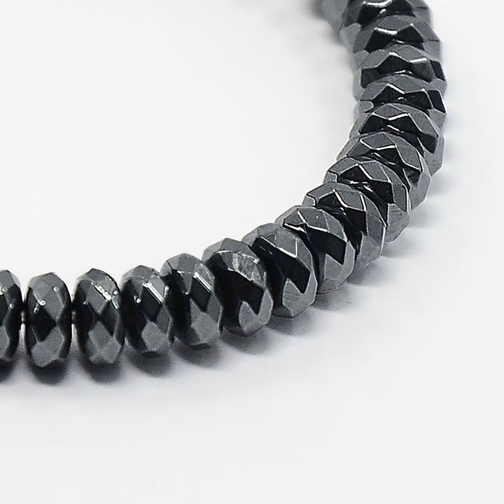 Perles Brins d'hématite synthétique à facettes rondelle- 6x3 mm 8x3 mm