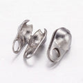 Embouts de perles en acier inoxydable 304, calotte embouts, couverture de noeud à clapet, couleur inoxydable, 4x1.5mm, Trou: 1mm, diamètre intérieur: 1.5 mm