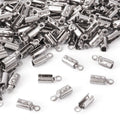 Embouts à sertir pliables en acier inoxydable 304, couleur acier, 8.5x3mm, Trou: 1.2mm, diamètre intérieur: 2.5 mm, 200 pièces