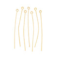 304 Stainless Steel Eye Pins, Golden, 50mm, Hole: 1.9x2mm, Pin: 0.6 mm 50 pcs/lot