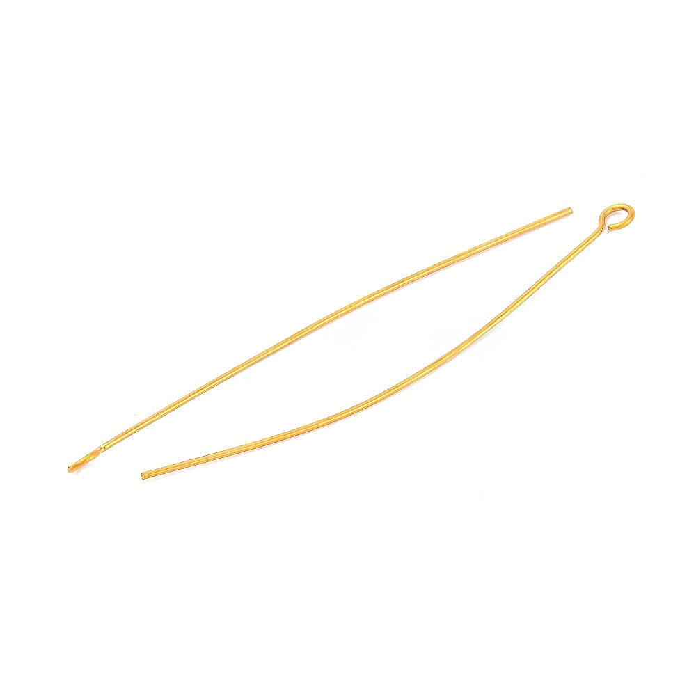 Épingles à œil en acier inoxydable 304, couleur or, 50mm, Trou: 1.9x2mm, pin: 0.6 mm 50 pièces par lot