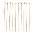 304 Stainless Steel Headpins, Real 18k Gold Plated, 50mm, Head: 2mm, 50 Pieces Per Lot