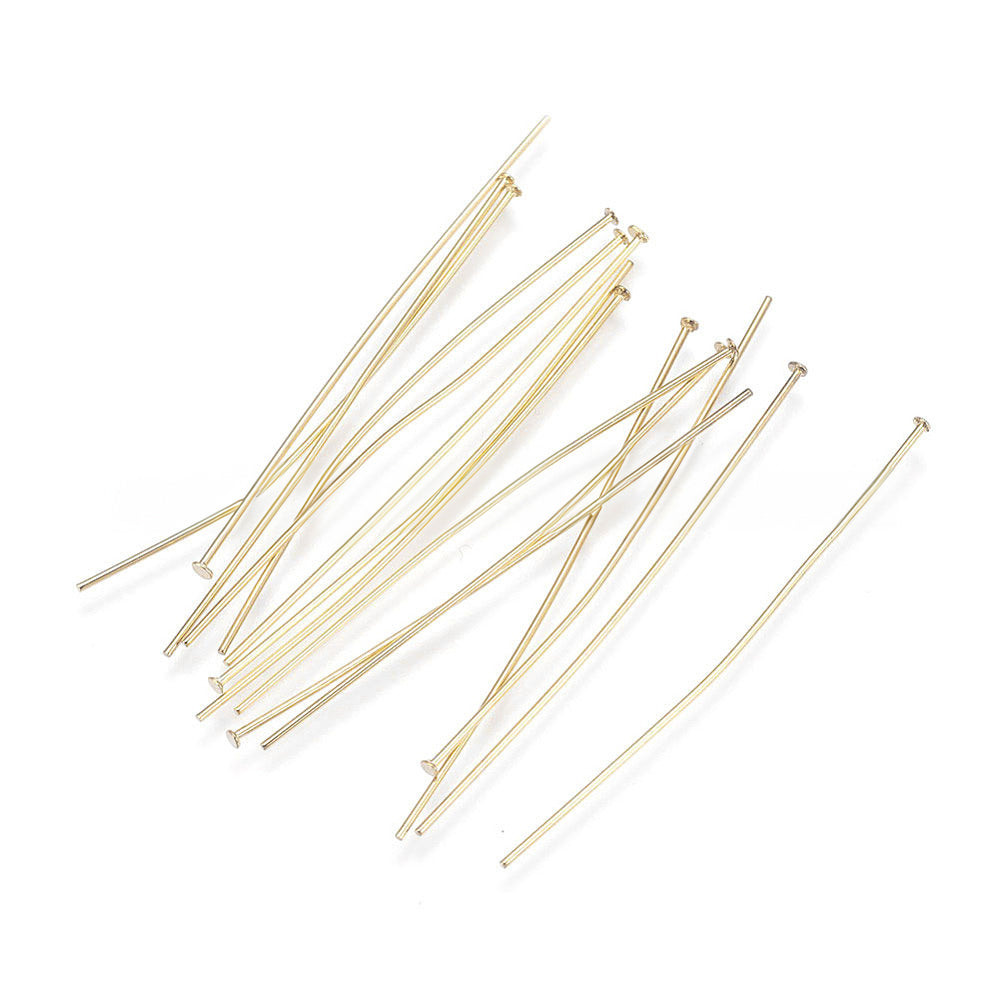 304 Stainless Steel Flat Head Pins, Gold, 50x0.7mm, head: 1.5mm, 50 pcs/bag