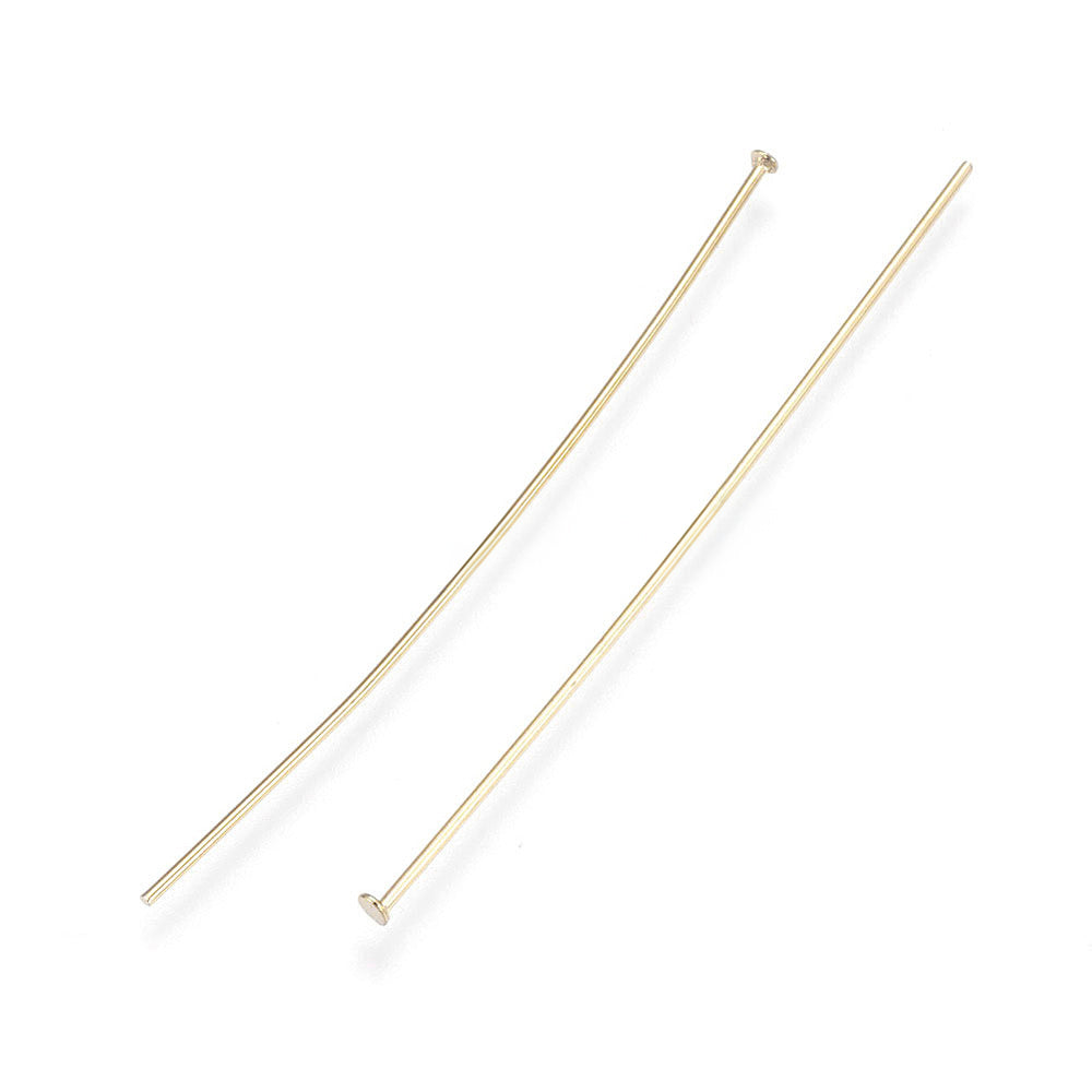 304 Stainless Steel Flat Head Pins, Gold, 50x0.7mm, head: 1.5mm, 50 pcs/bag