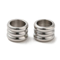 304 Stainless Steel Beads, Grooved Beads, Column Shape, Steel Color, 6x4.5mm, Hole: 4mm, 20 beads per lot