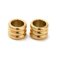 304 Stainless Steel Beads, Grooved Beads, Column Shape, Real 18K Gold Plated, 6x4.5mm, Hole: 4mm, 20 beads per lot
