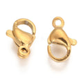 Fermoirs mousquetons en acier inoxydable 304, or, 10x7x3mm, Trou: 1.2mm