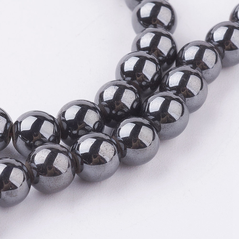 Perles Brins d'hématite synthétique qualité 3A- 4 mm 6 mm 8 mm 10 mm