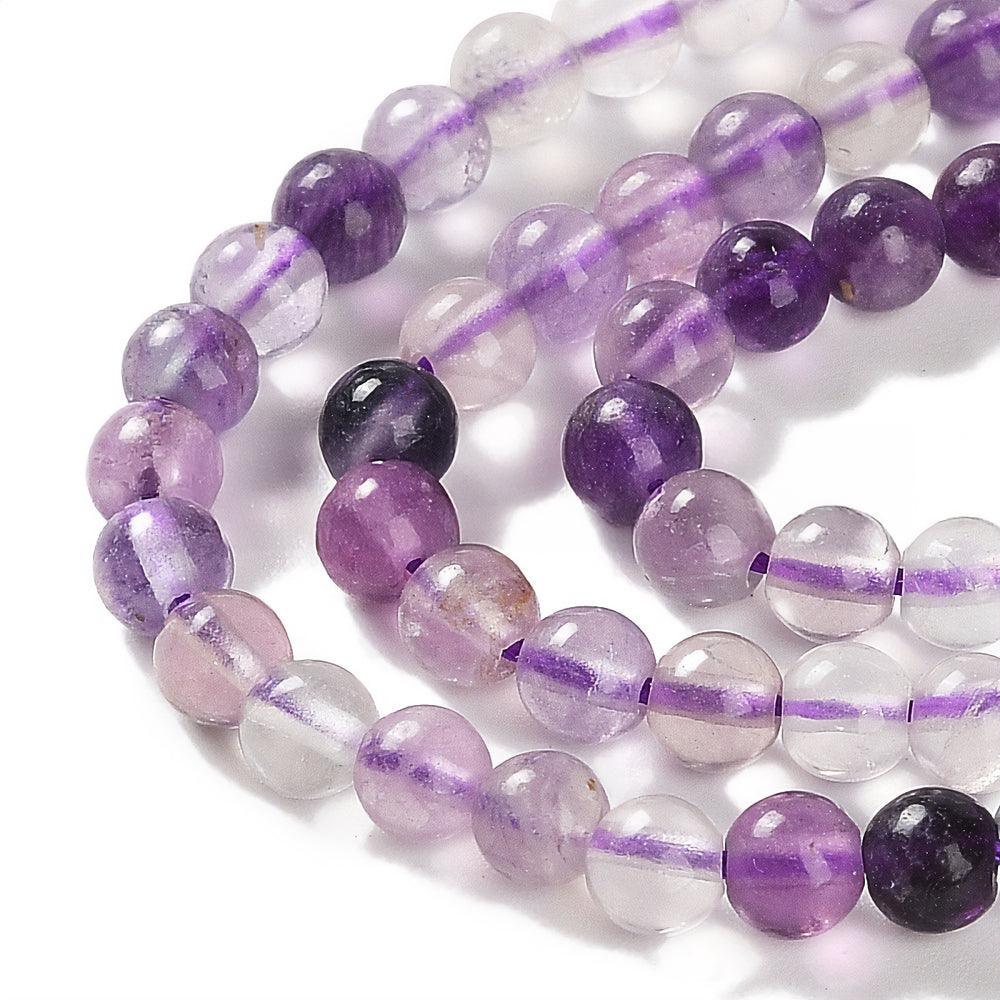 Natural round purple fluorite beads quality 3A - 6 mm 8 mm 10mm