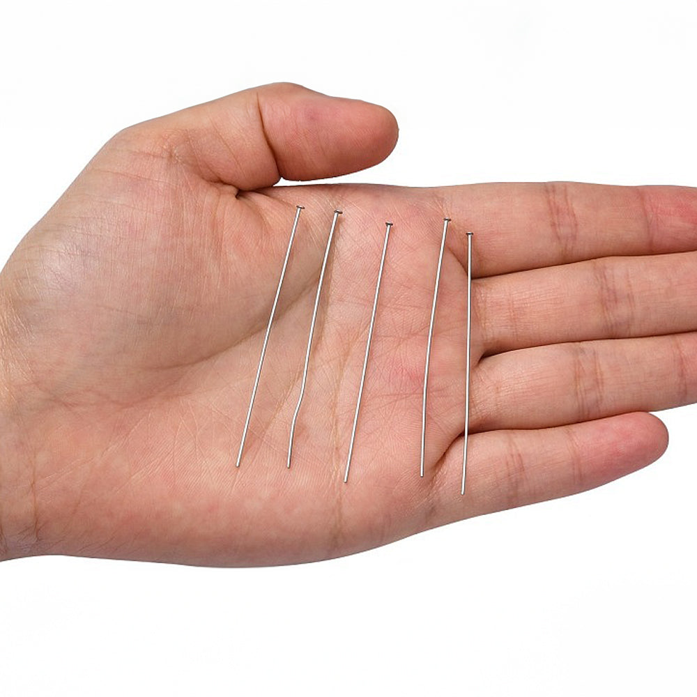 304 Stainless Steel Flat Head Pins, Steel Color, 50x0.7mm, Head: 1.5mm, 200 pcs/lot