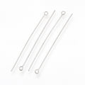 304 Stainless Steel Eyepins, Steel Color, 50mm, Hole: 1.9x2mm, Pin: 0.6mm, 200pcs/lot